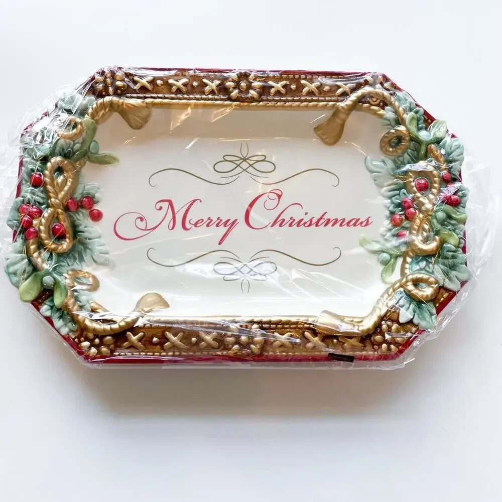 NEW Fitz and Floyd Christmas Yuletide Holiday Appetizer or Cookie Tray